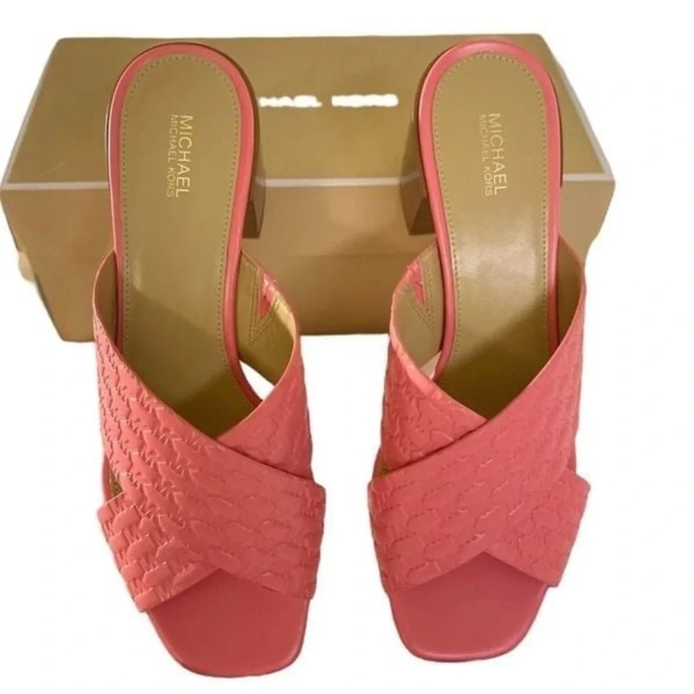 MICHAEL KORS Colleen Mule Sandal Embossed Faux Leather NEW IN‎ BOX, 9.5